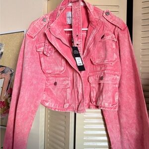 Fashion Nova Vibrant Pink Jean Jacket